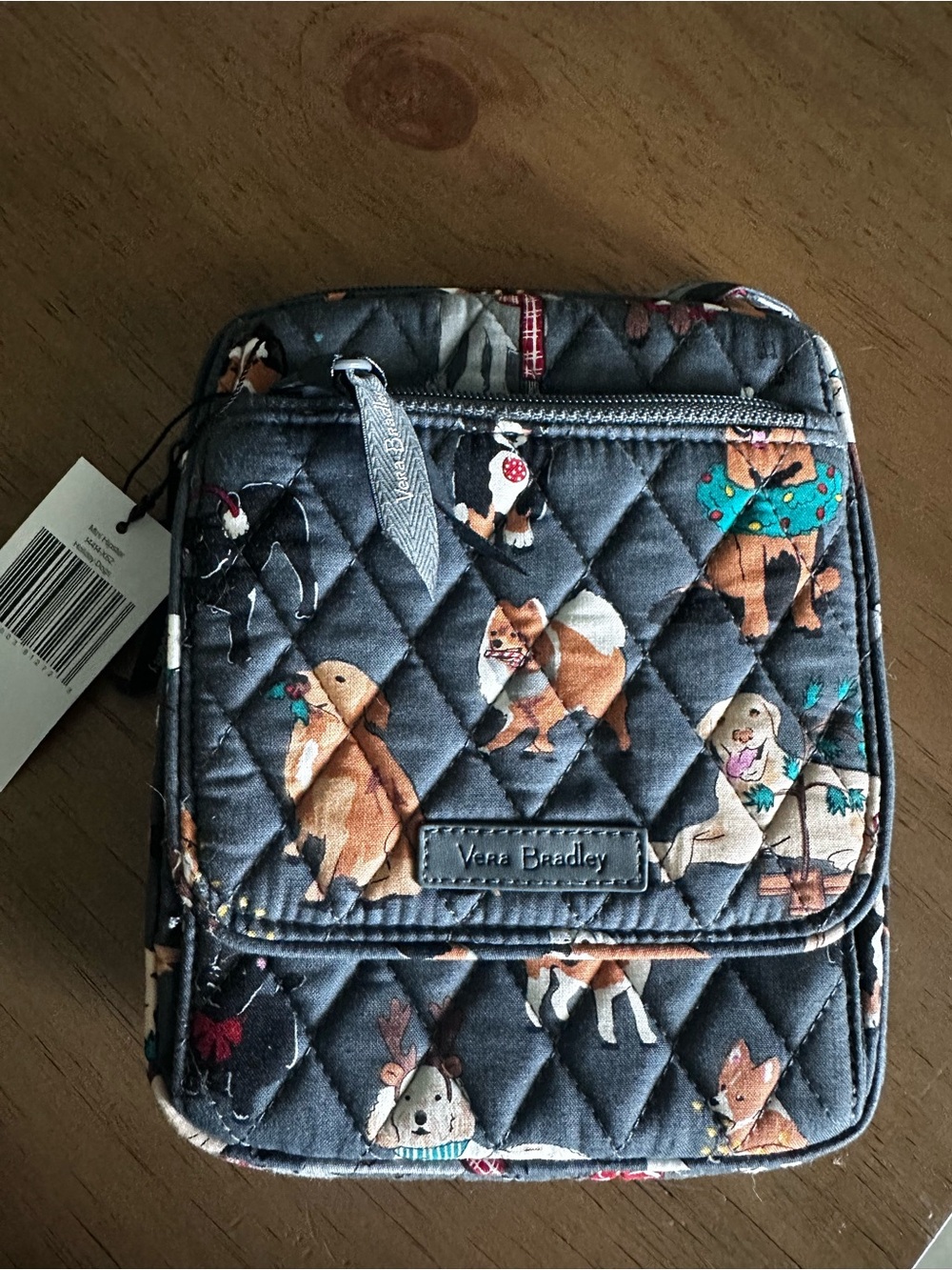 Vera Bradley Gray Quilted Crossbody Bag with Dog Print